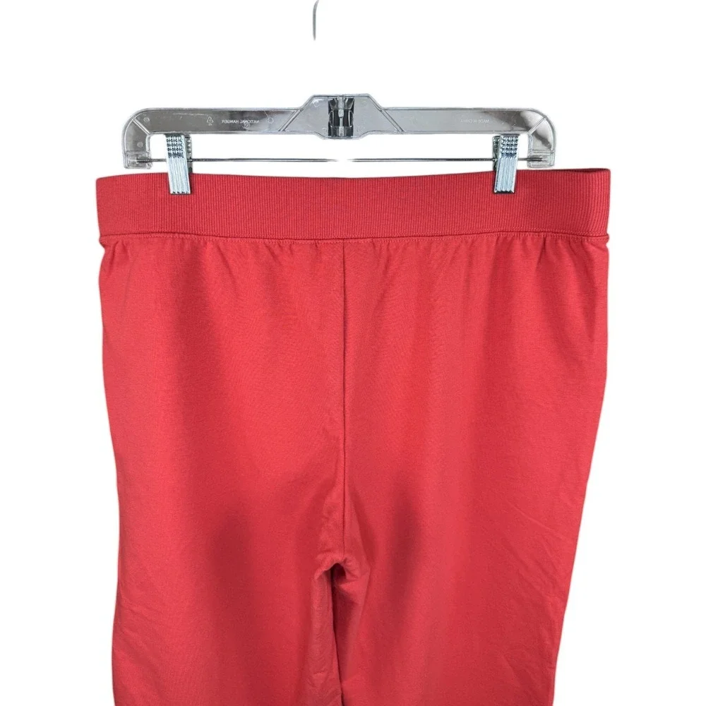 Denim & Co.‎ Active French Terry Wide Leg Crop Pant Deep Papaya Large PETITE